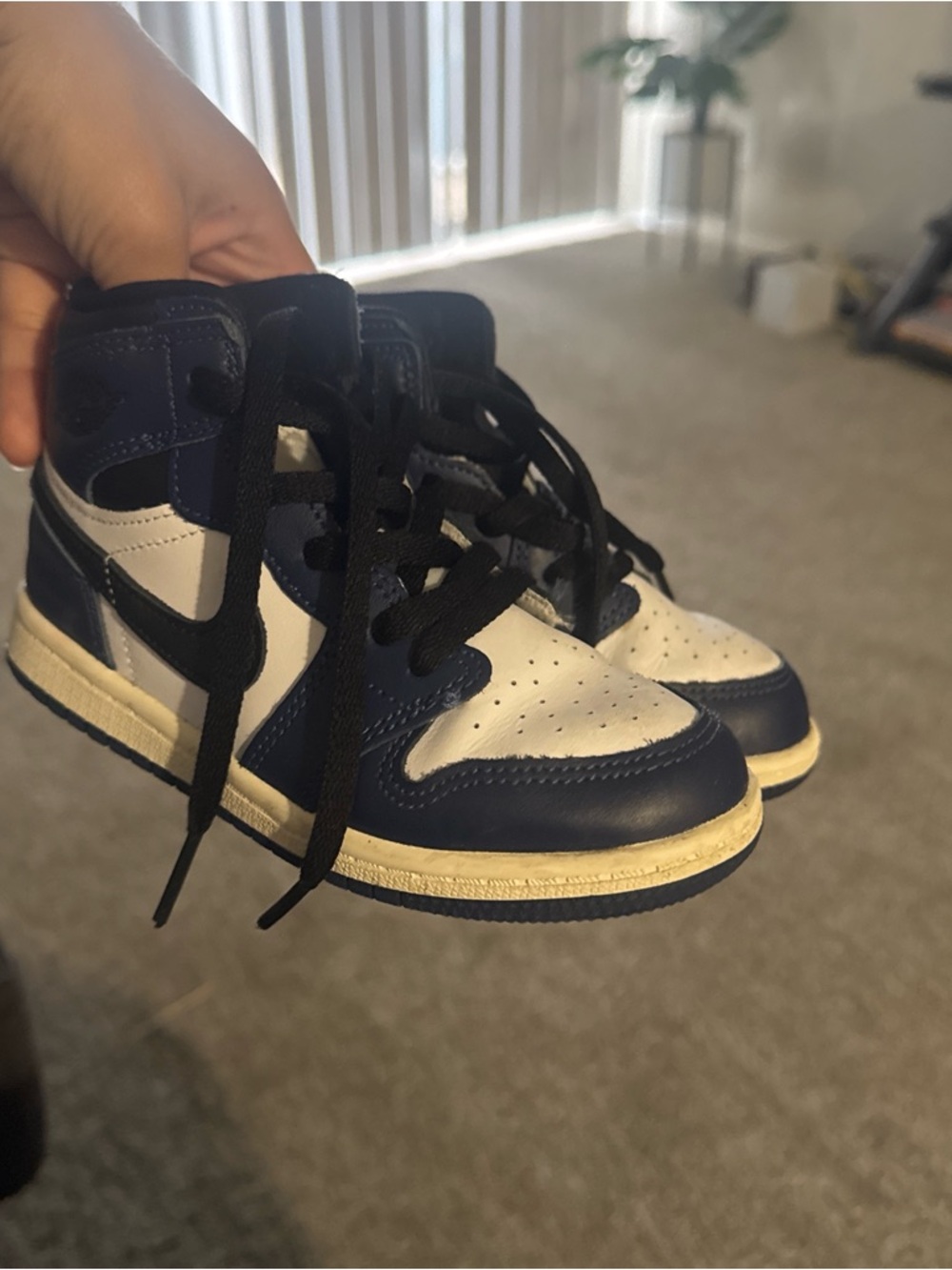 Nike Kids High-Top Sneakers in Navy, White and Black